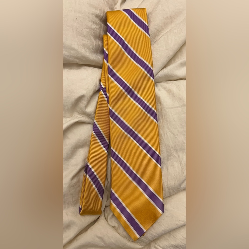 Vintage silk tie gold purple BREUER for TWILL